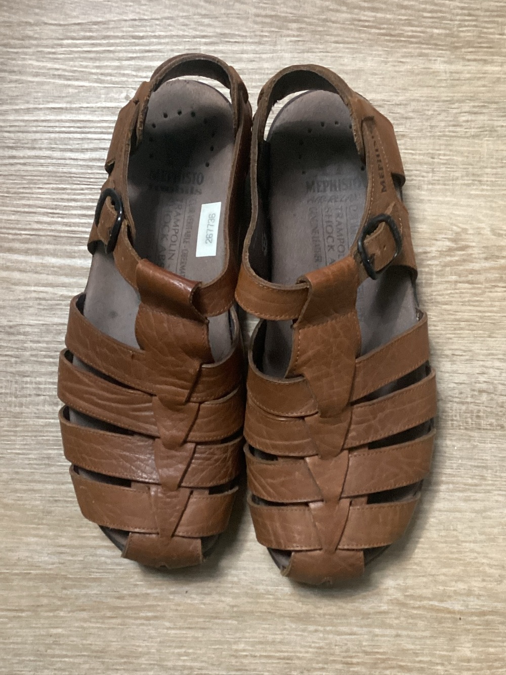 Mephisto Men’s Brown Leather Sam Fisherman Sandals US 8 EUR 42
